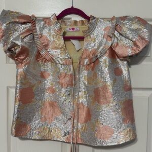 Buddy Love Metallic Gold and Silver Jacquard Top